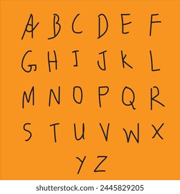ABC (handwriting), rough written with brush tool, illustrator, vector, simple, editable, kid writing