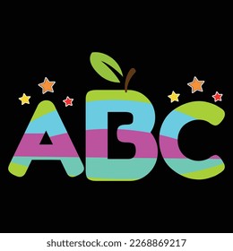 ABC, Happy back to School Day Shirt Printvorlage, typografisches Design für Kindergarten Pre-k Pre-School, letzter und erster Schultag, 100 Tage Schulhemd