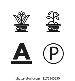 abc icon. 4 abc vector icons set. font, flower and p button icons for web and design about abc theme