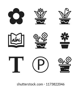 abc icon. 9 abc vector icons set. alphabet book, flower and flowers icons for web and design about abc theme