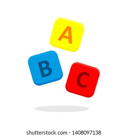 ABC icon on a rectangular box arranged in vector