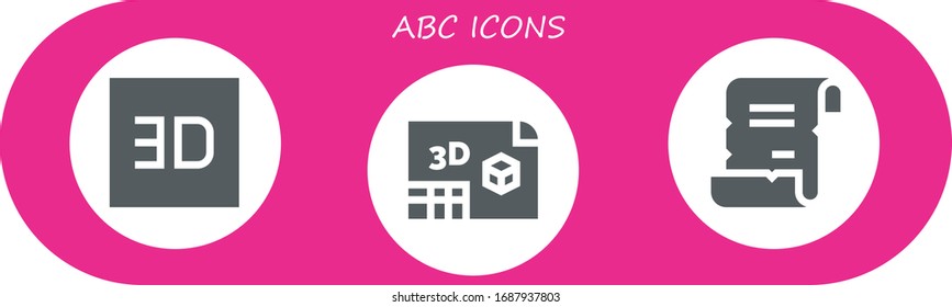 abc icon set. 3 filled abc icons.  Simple modern icons such as: d, Spell