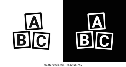 Abc icon set. Black illustration isolated for graphic and web design