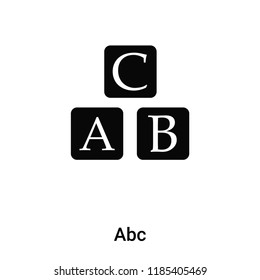 Abc icon vector isolated on white background, logo concept of Abc sign on transparent background, filled black symbol