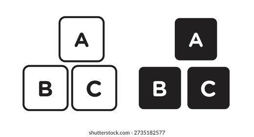 Abc icons for design. Easily editable stroke. Modern flat design.