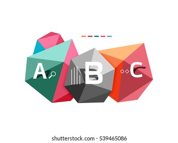 ABC infographics vector, geometric low poly abstract design