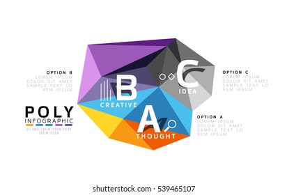 Vector de infografía ABC, diseño abstracto geométrico de baja polilla