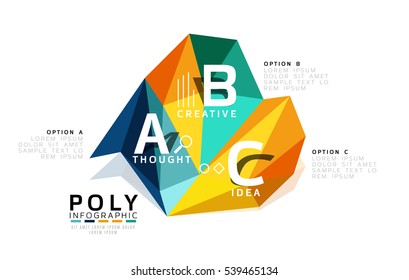 Vector de infografía ABC, diseño abstracto geométrico de baja polilla