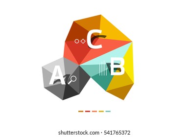 Vector de infografía ABC, diseño abstracto geométrico de baja polilla