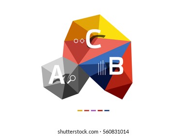 Vector de infografía ABC, diseño abstracto geométrico de baja polilla