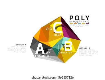 ABC infographics vector, geometric low poly abstract design