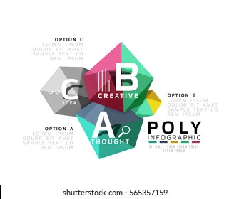 ABC infographics vector, geometric low poly abstract design