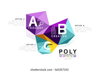 ABC infographics vector, geometric low poly abstract design