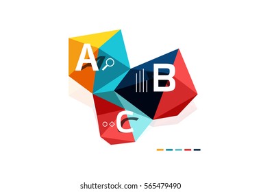 ABC infographics vector, geometric low poly abstract design
