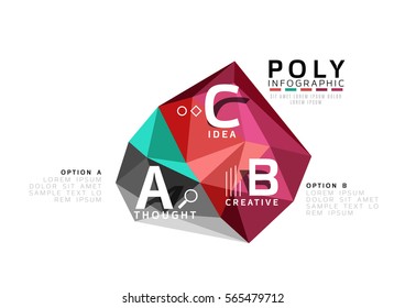 ABC infographics vector, geometric low poly abstract design
