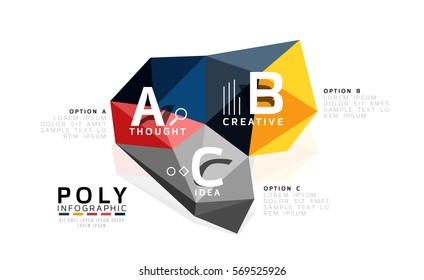 ABC infographics vector, geometric low poly abstract design
