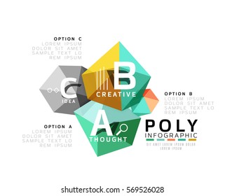 ABC infographics vector, geometric low poly abstract design