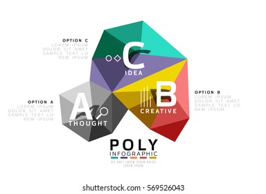 Vector de infografía ABC, diseño abstracto geométrico de baja polilla