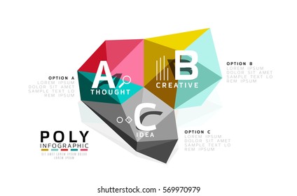 ABC infographics vector, geometric low poly abstract design