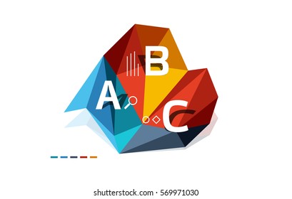 ABC infographics vector, geometric low poly abstract design