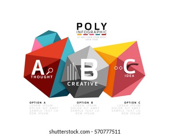 ABC infographics vector, geometric low poly abstract design