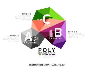 ABC infographics vector, geometric low poly abstract design