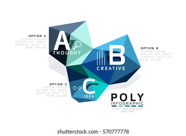 ABC infographics vector, geometric low poly abstract design
