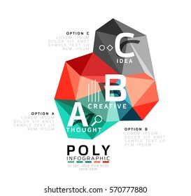 ABC infographics vector, geometric low poly abstract design