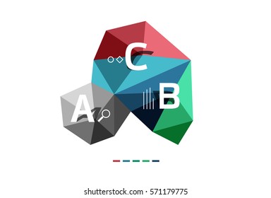 ABC infographics vector, geometric low poly abstract design