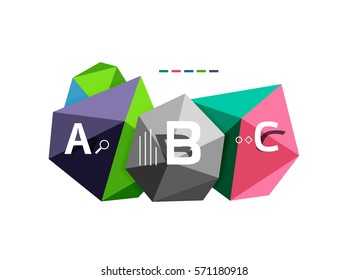 Vector de infografía ABC, diseño abstracto geométrico de baja polilla