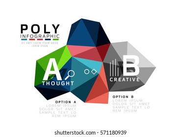 ABC infographics vector, geometric low poly abstract design