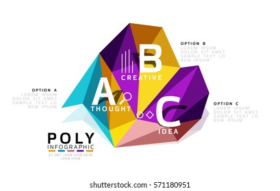 ABC infographics vector, geometric low poly abstract design