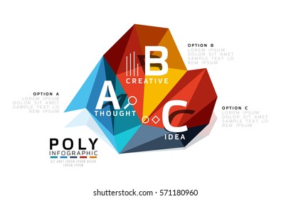 ABC infographics vector, geometric low poly abstract design