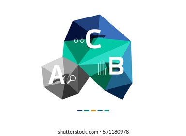 ABC infographics vector, geometric low poly abstract design