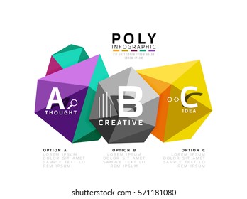 Vector de infografía ABC, diseño abstracto geométrico de baja polilla