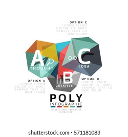 ABC infographics vector, geometric low poly abstract design