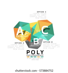 ABC infographics vector, geometric low poly abstract design