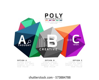 ABC infographics vector, geometric low poly abstract design