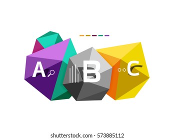 Vector de infografía ABC, diseño abstracto geométrico de baja polilla