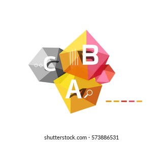 ABC infographics vector, geometric low poly abstract design
