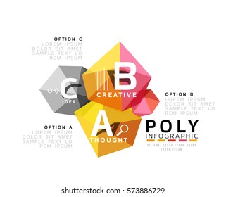 Vector de infografía ABC, diseño abstracto geométrico de baja polilla