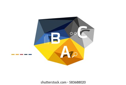 ABC infographics vector, geometric low poly abstract design