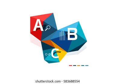Vector de infografía ABC, diseño abstracto geométrico de baja polilla