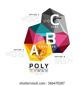 ABC infographics vector, geometric low poly abstract design