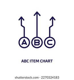 abc item chart icon from user interface collection. Thin linear abc item chart, cursor, arrow outline icon isolated on white background. Line vector abc item chart sign, symbol for web and mobile