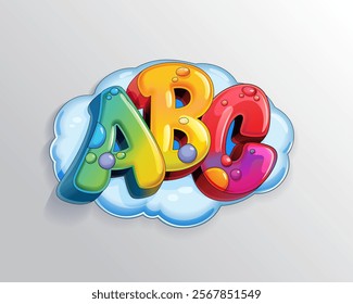 ABC kids cartoon illustration. Colorful inscription symbol for kids education design 