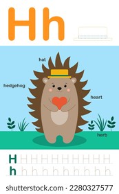 ABC for kids. Letter H. Worksheets for learning letters.  Handwriting practice. Activity book for kids.