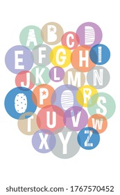 ABC Kids Poster Vector. Children's Cheerful Alphabet Wall Poster Vector