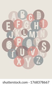 Vector de afiches para niños ABC. Vector de afiches de pared de alfabeto para niños