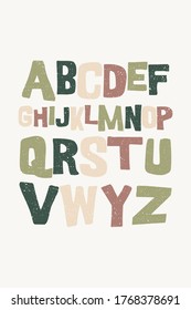 ABC Kids Poster Vector. Children's Cheerful Alphabet Wall Poster Vector